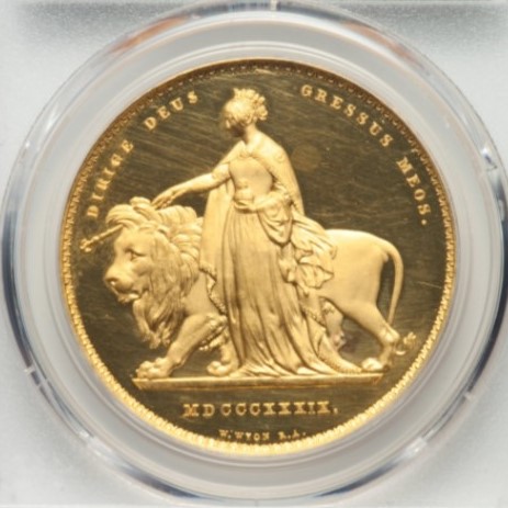 今年も話題の プルーフ 5ポンド ウナとライオン イギリス 1839年 金貨 