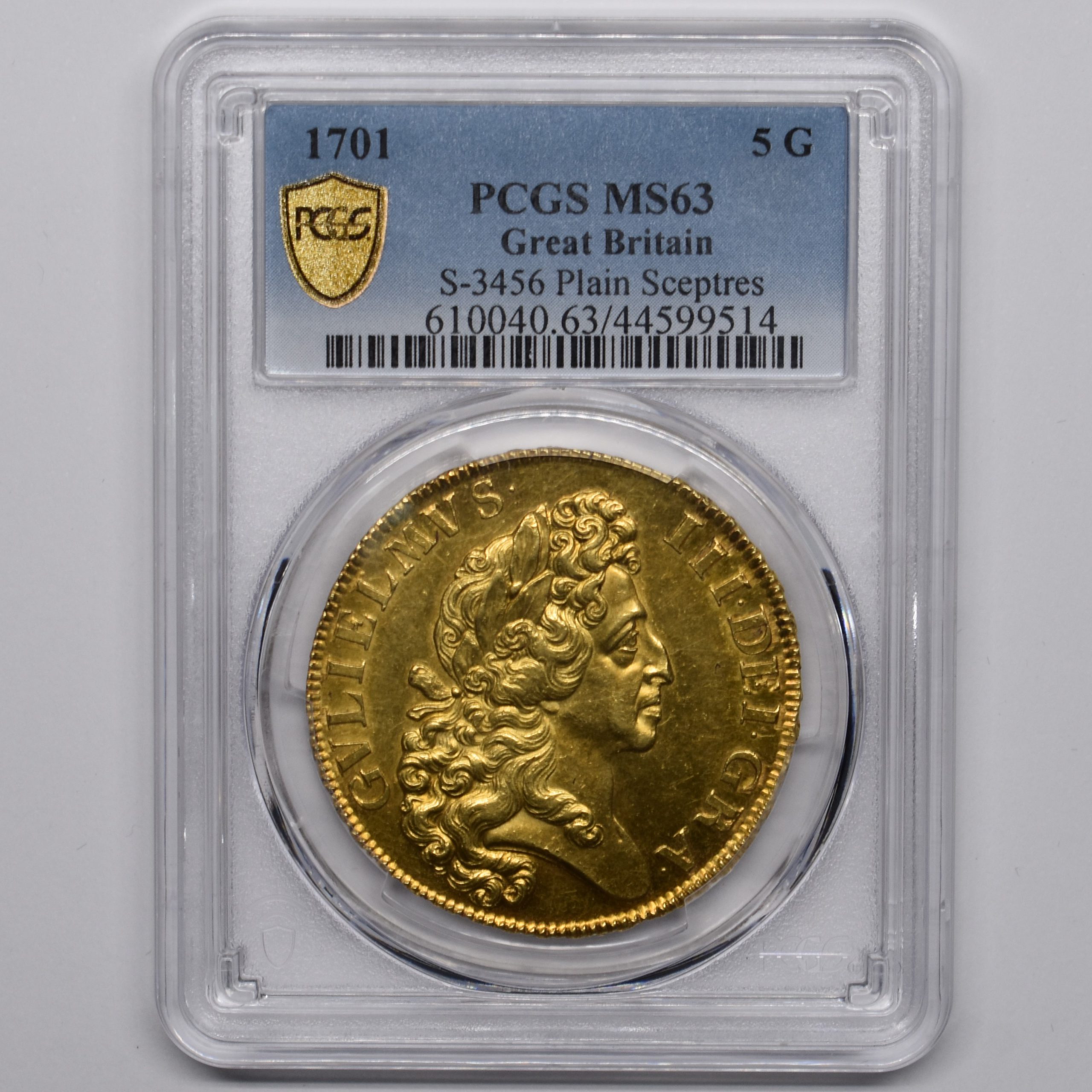 為替により価格変更】1701年 ウィリアム3世 5ギニー金貨 MS63 PCGS | ソブリンパートナーズ