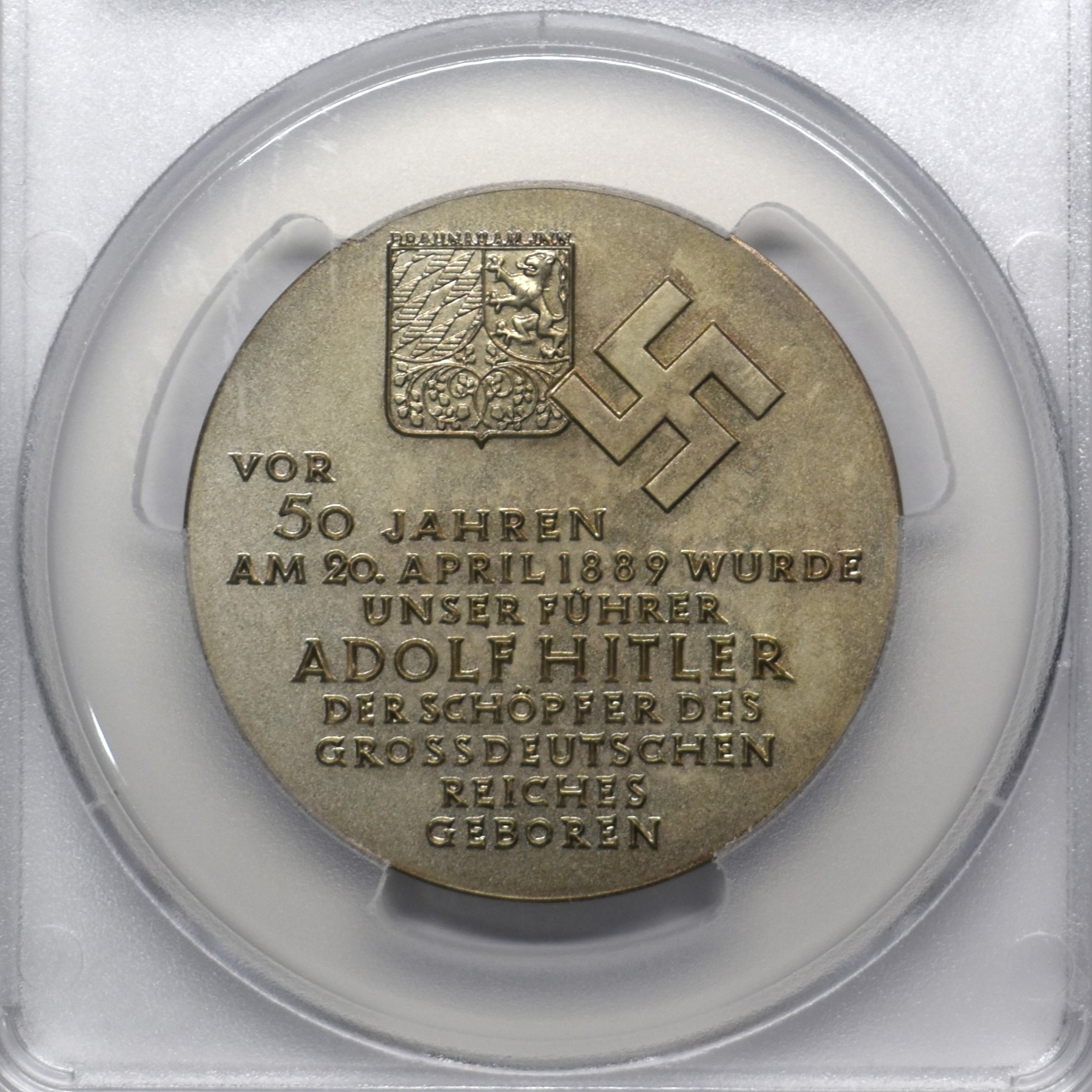 1939年 アドルフ・ヒトラー 生誕50年記念 銀メダル SP66 PCGS