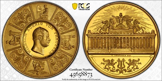 【Sold】1861年 プロイセン ヴィルヘルム1世 20ダカット金メダル SP63 PCGS ソブリンパートナーズ