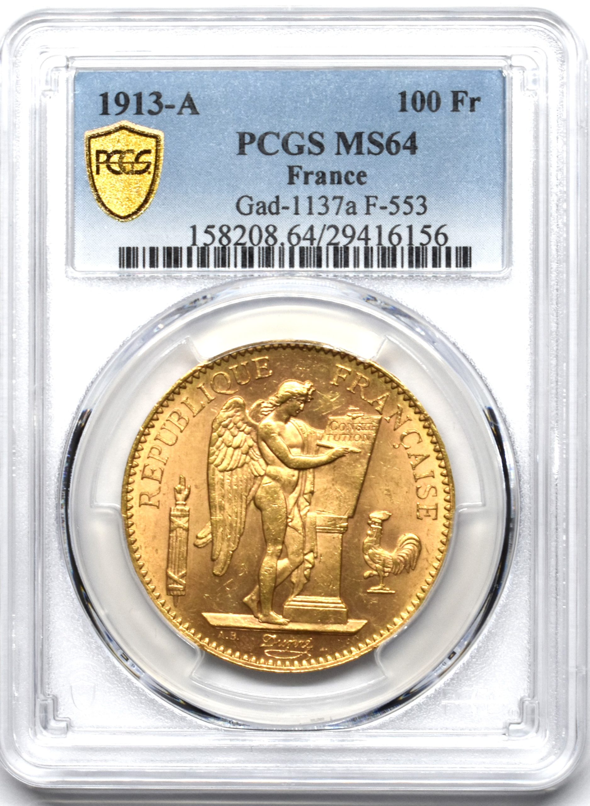 Sold】1913A フランス 100フラン金貨 MS64 | ソブリンパートナーズ