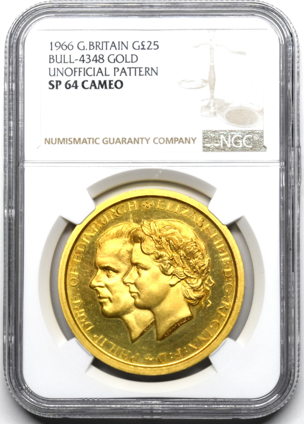 幻の逸品】1966年 エリザベス2世 25ポンド パターン金貨 PF64CAM NGC | ソブリンパートナーズ
