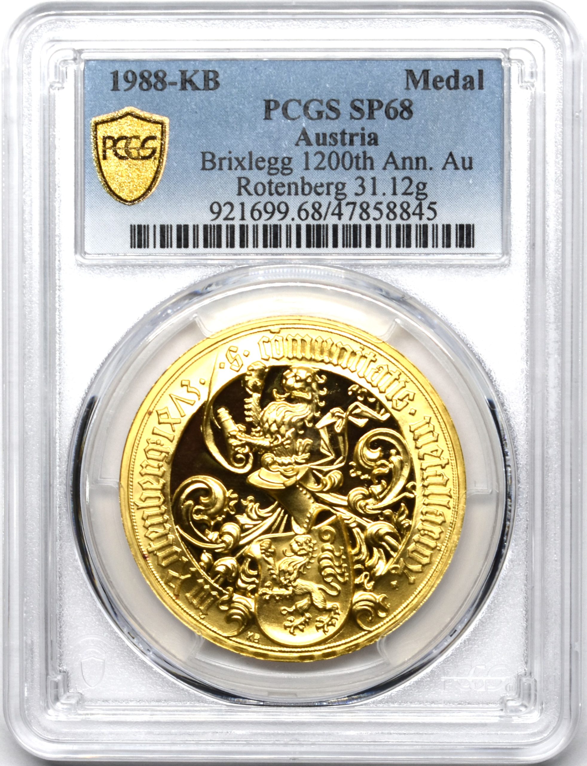 Sold】1988年 ブリックレック 1200年記念 都市景観 9ダカット 金メダル SP68 PCGS | ソブリンパートナーズ