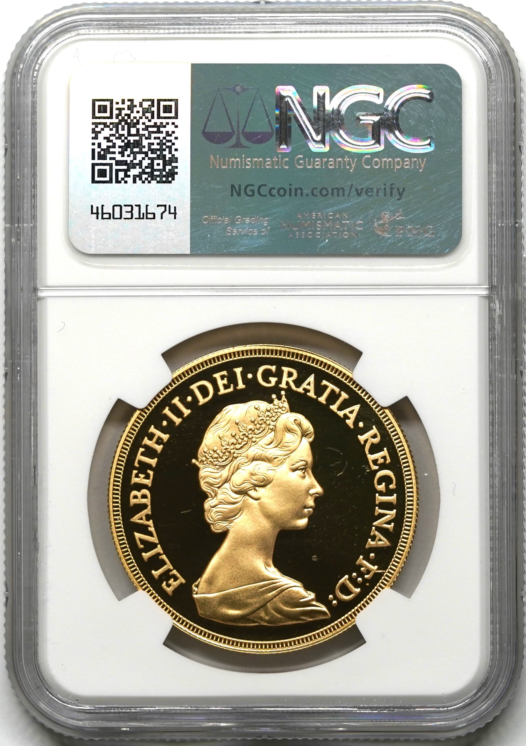 Sold】1981年 エリザベス2世 5ポンド金貨 PF70UCAM NGC | ソブリンパートナーズ 2004年