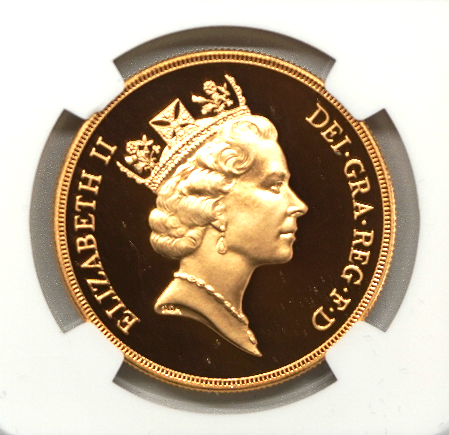 Sold】1991年 エリザベス2世 5ポンド金貨 PF70UCAM NGC | ソブリンパートナーズ