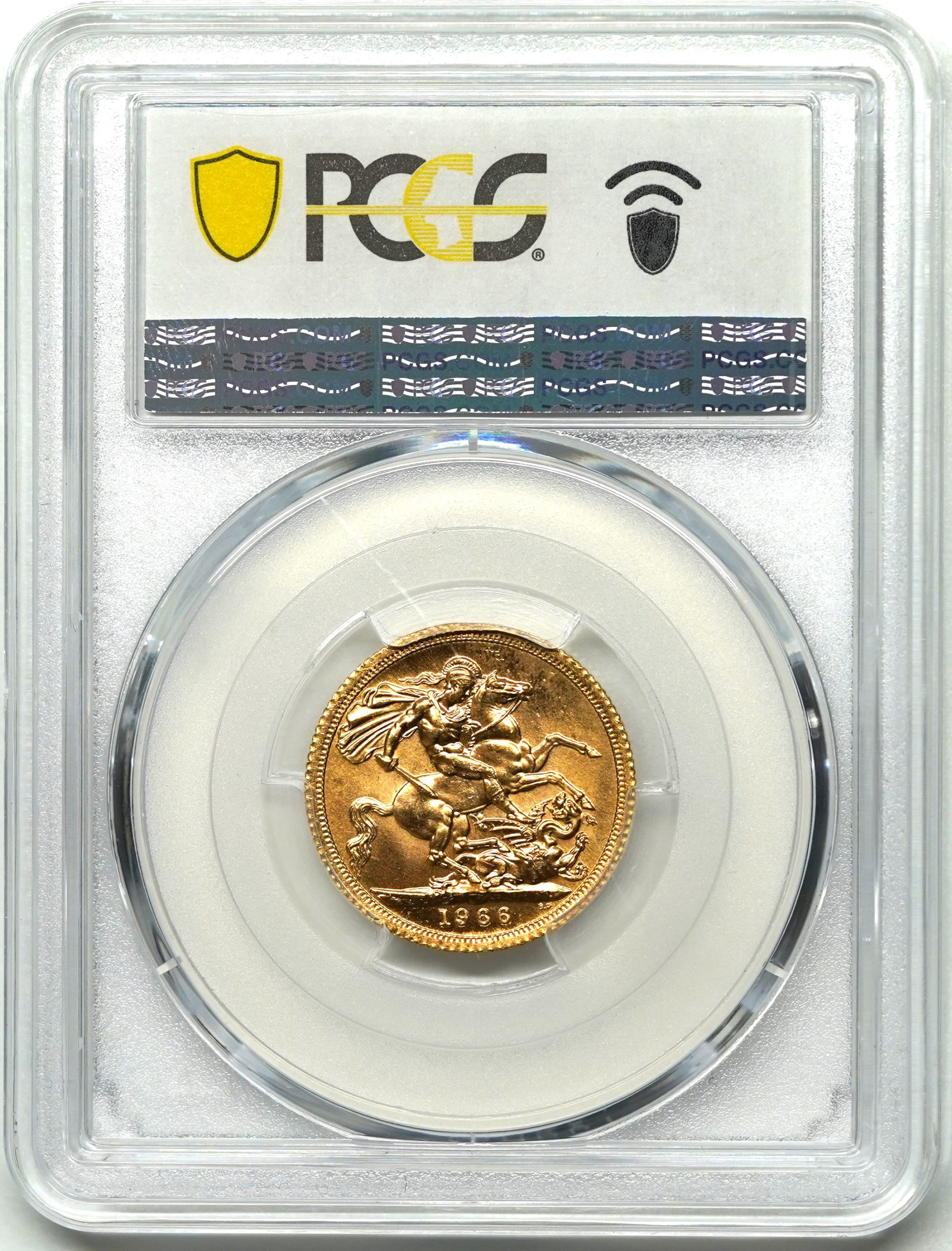 1966年エリザベス2世ソブリン金貨】英国 ヤングヤングMS64 1966年エリザベス2世