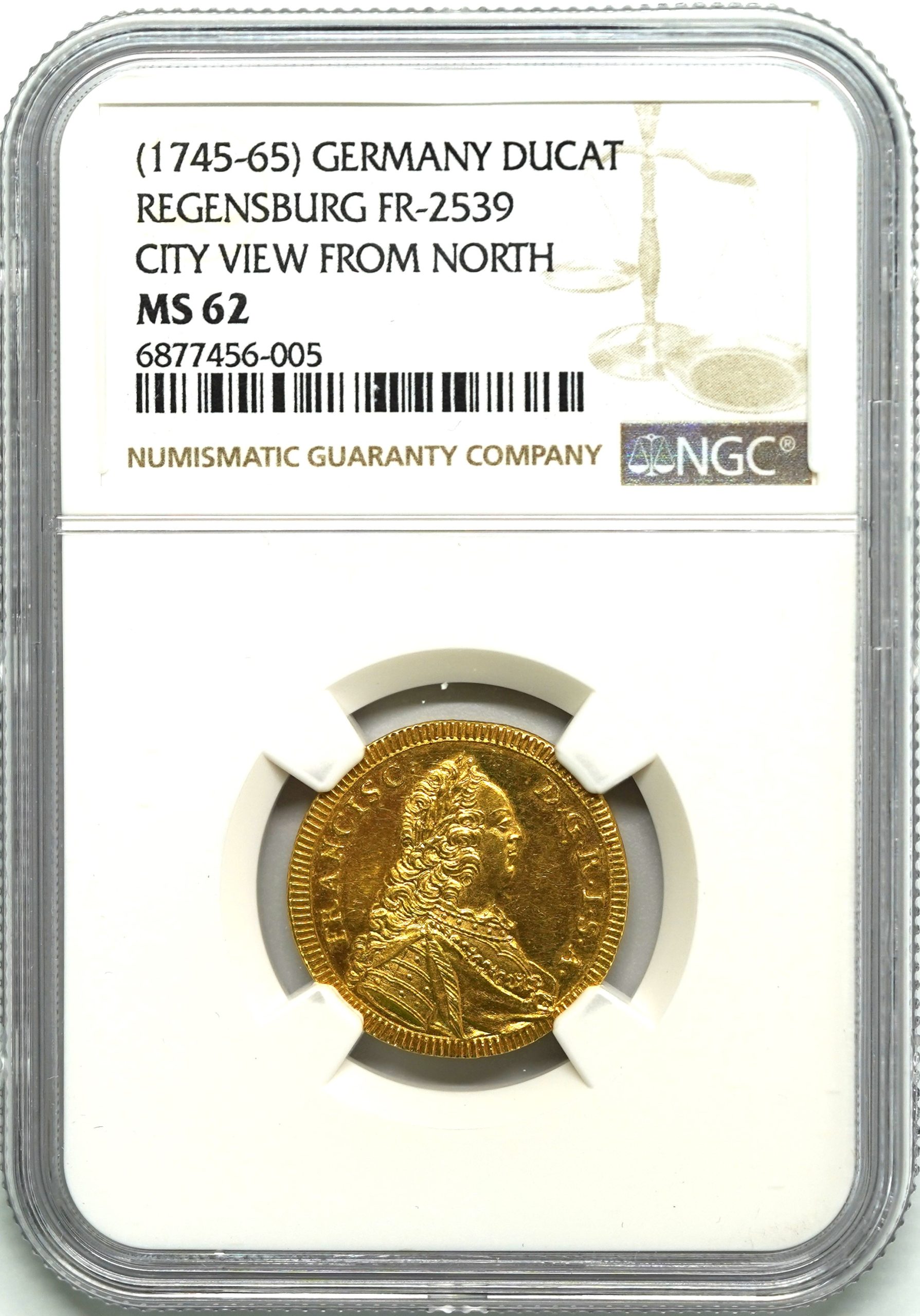 Sold】神聖ローマ帝国 1745-65年 フランツ1世 レーゲンスブルク 都市景観 ダカット金貨 MS62 NGC | ソブリンパートナーズ