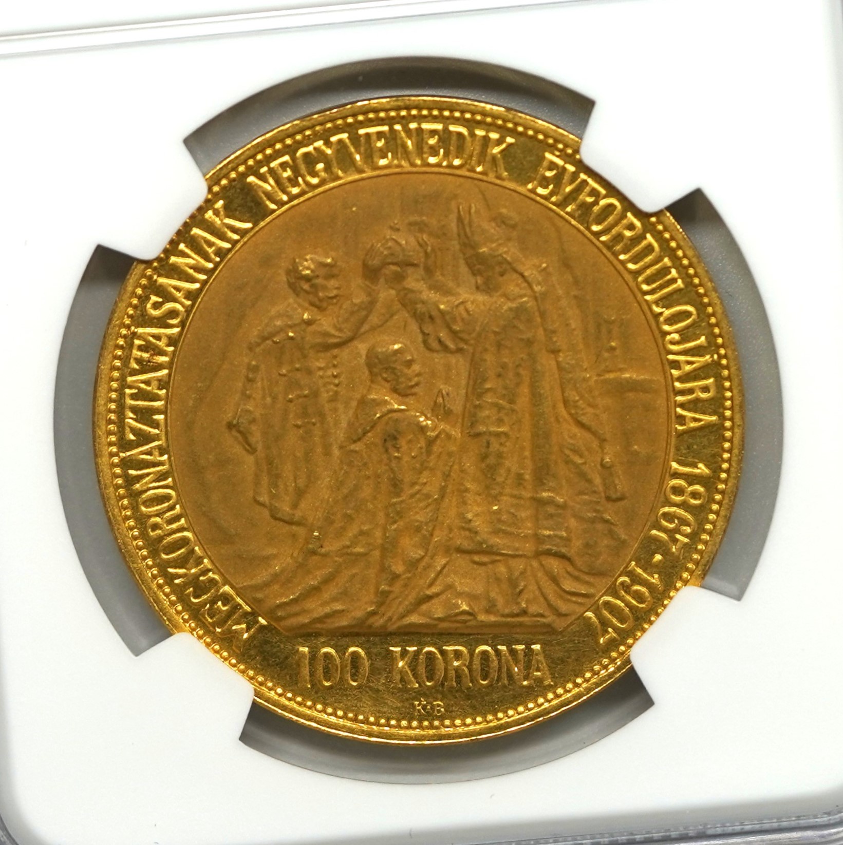Sold】【200万円の予算の方には、これだ！！】1907年 フランツ・ヨーゼフ1世 戴冠40年記念 100コロナ金貨 MS63 NGC |  ソブリンパートナーズ