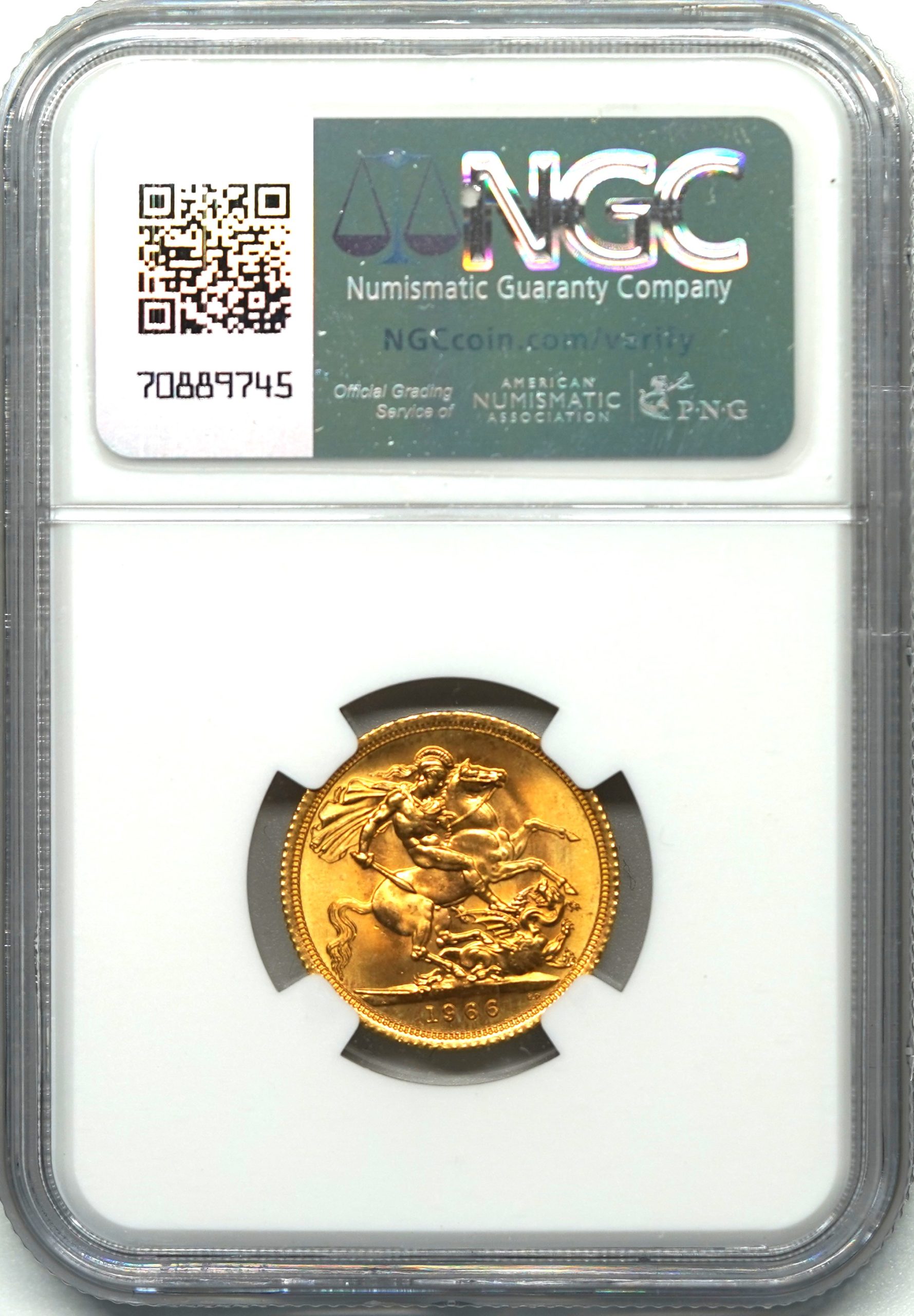 1966 イギリス エリザベス2世 ソブリン 金貨 英国 NGC MS64 1966 イギリス エリザベス2世 ソブリン