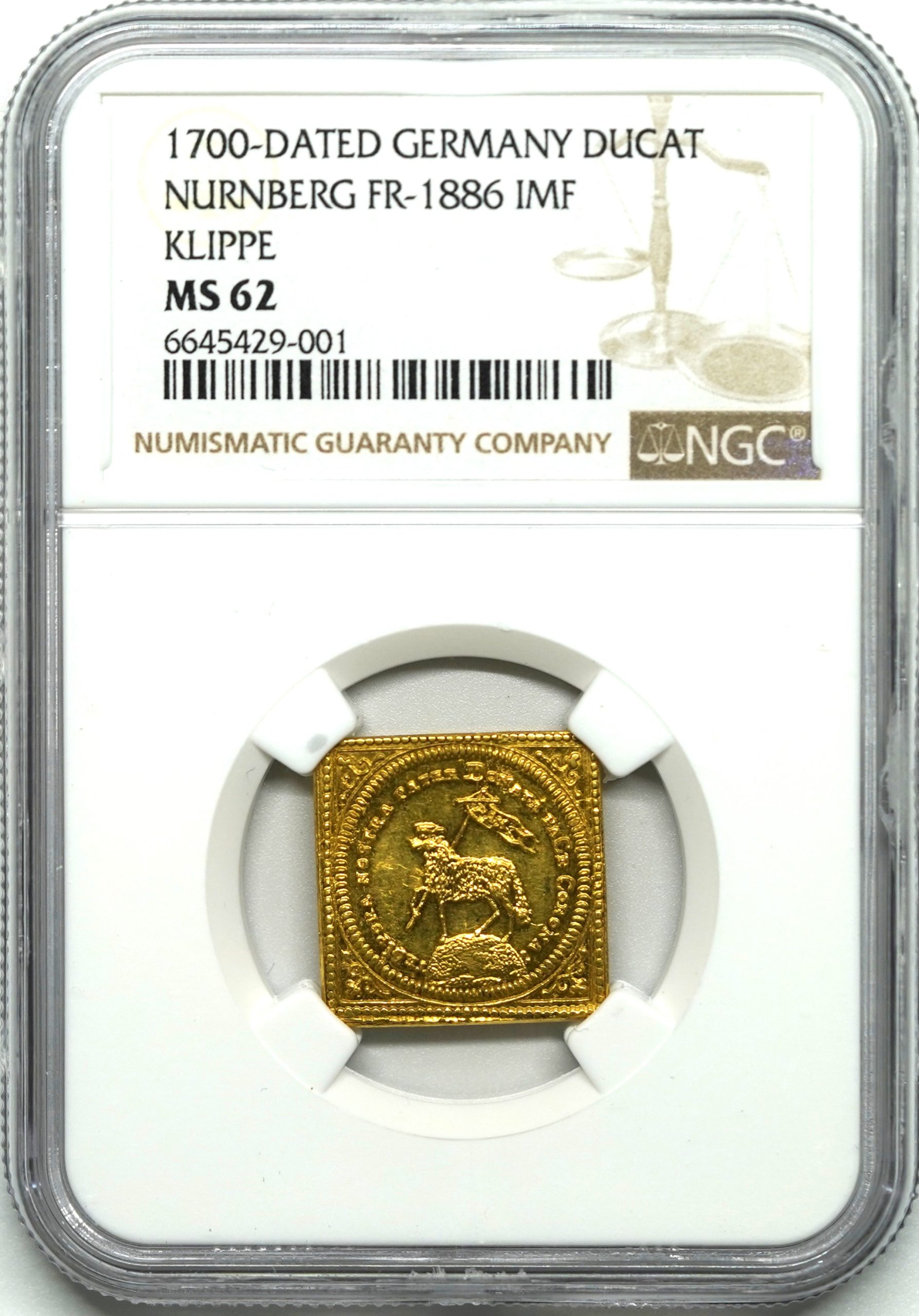 Sold】【初心者の方向け150万円の予算ならこれだ！】1700年 ラム ダカット金貨 クリッペ(1750年頃発行） MS62 NGC |  ソブリンパートナーズ