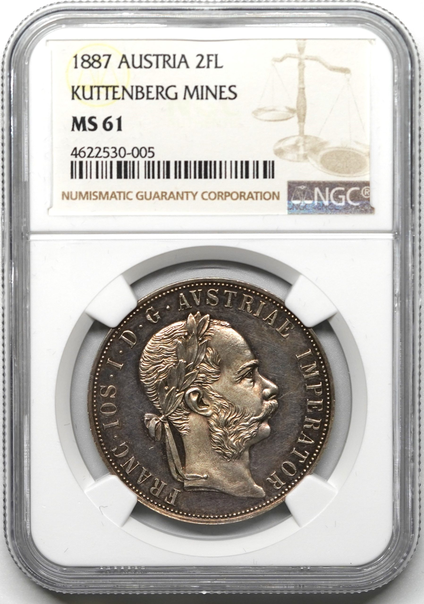 NGC MS61』オーストリアフランツヨーゼフ1世フローリン銀貨（1860年）