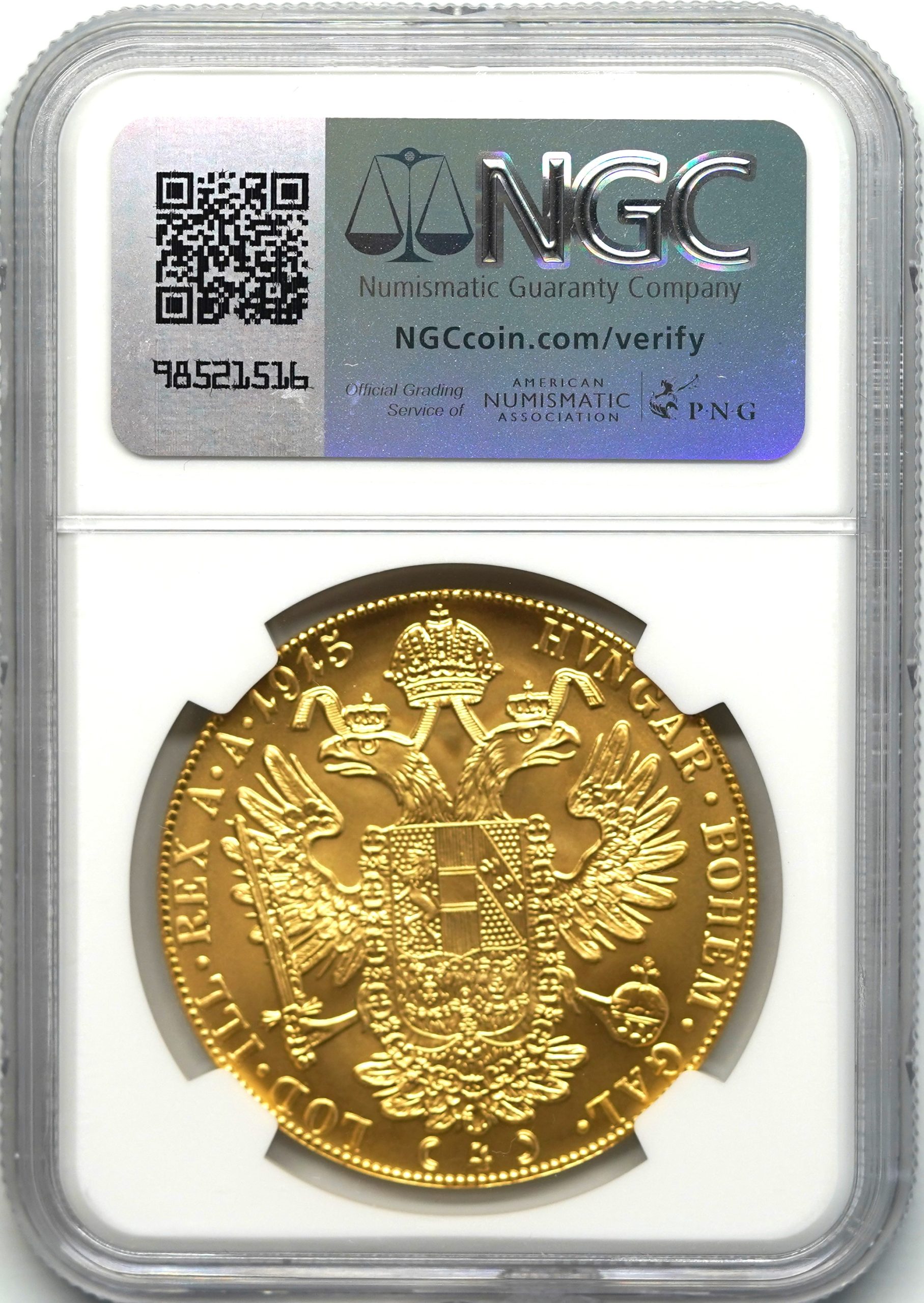 高鑑定 MS68】1915年 オーストリア フランツ・ヨーゼフ1世 ダカット 金貨 リストライク NGC MS68 【希少】金貨 フランツ  ヨーゼフ1世 高鑑定MS68