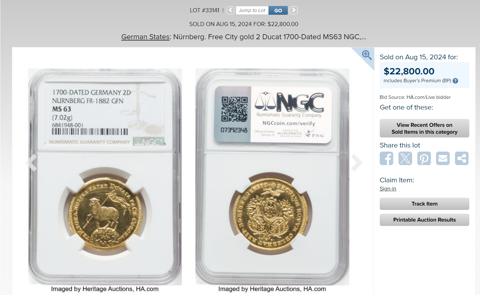 Sold】【予算300万円ベストバイ】1700年 ラム 2ダカット金貨 MS62 NGC | ソブリンパートナーズ