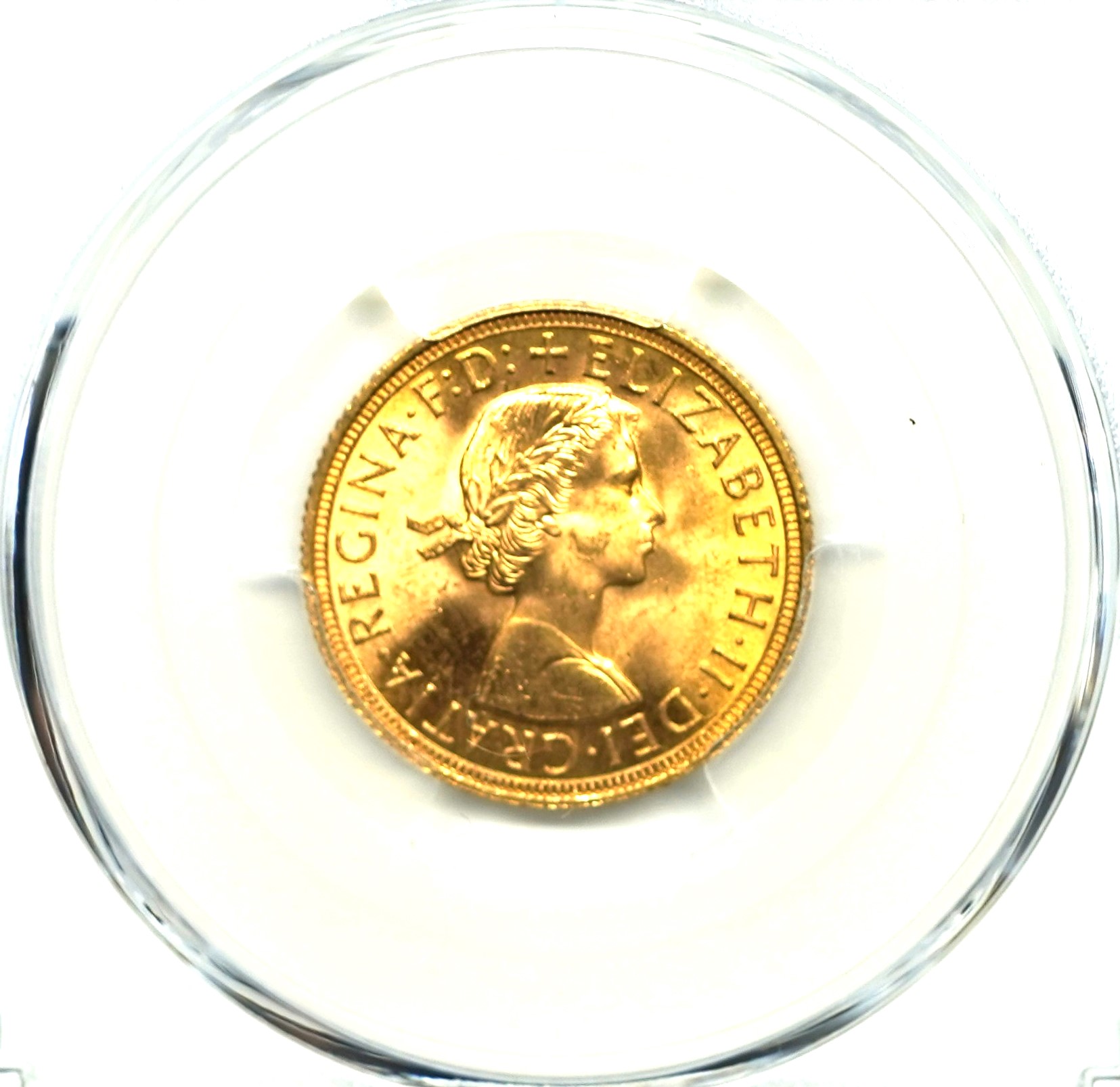 1958年 エリザベス2世 金貨 PCGS認定　MS65 Sold】【49684104】1958年 エリザベス2世 ソブリン金貨 MS65
