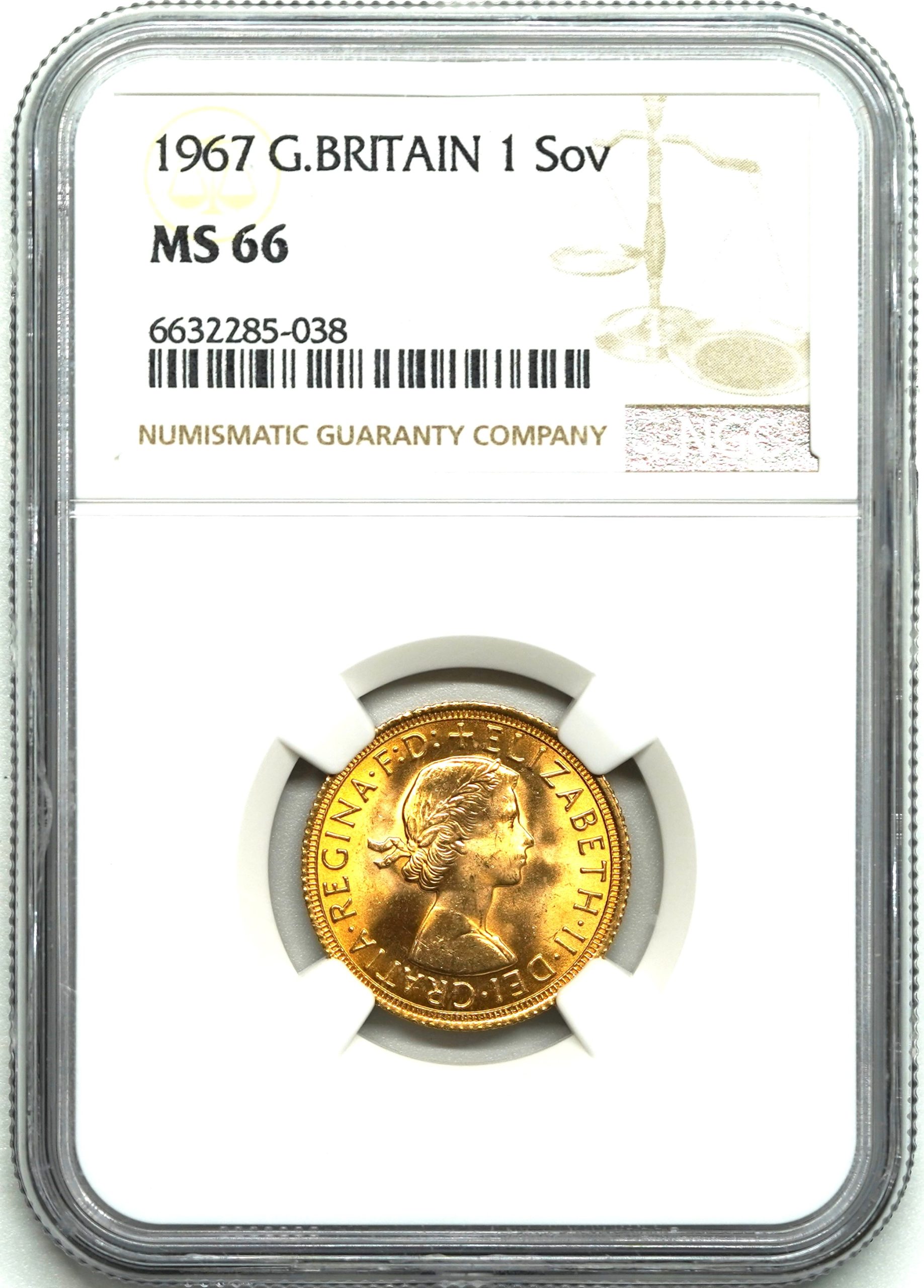 Sold】1967年 エリザベス2世 ソブリン金貨 MS66 NGC | ソブリンパートナーズ