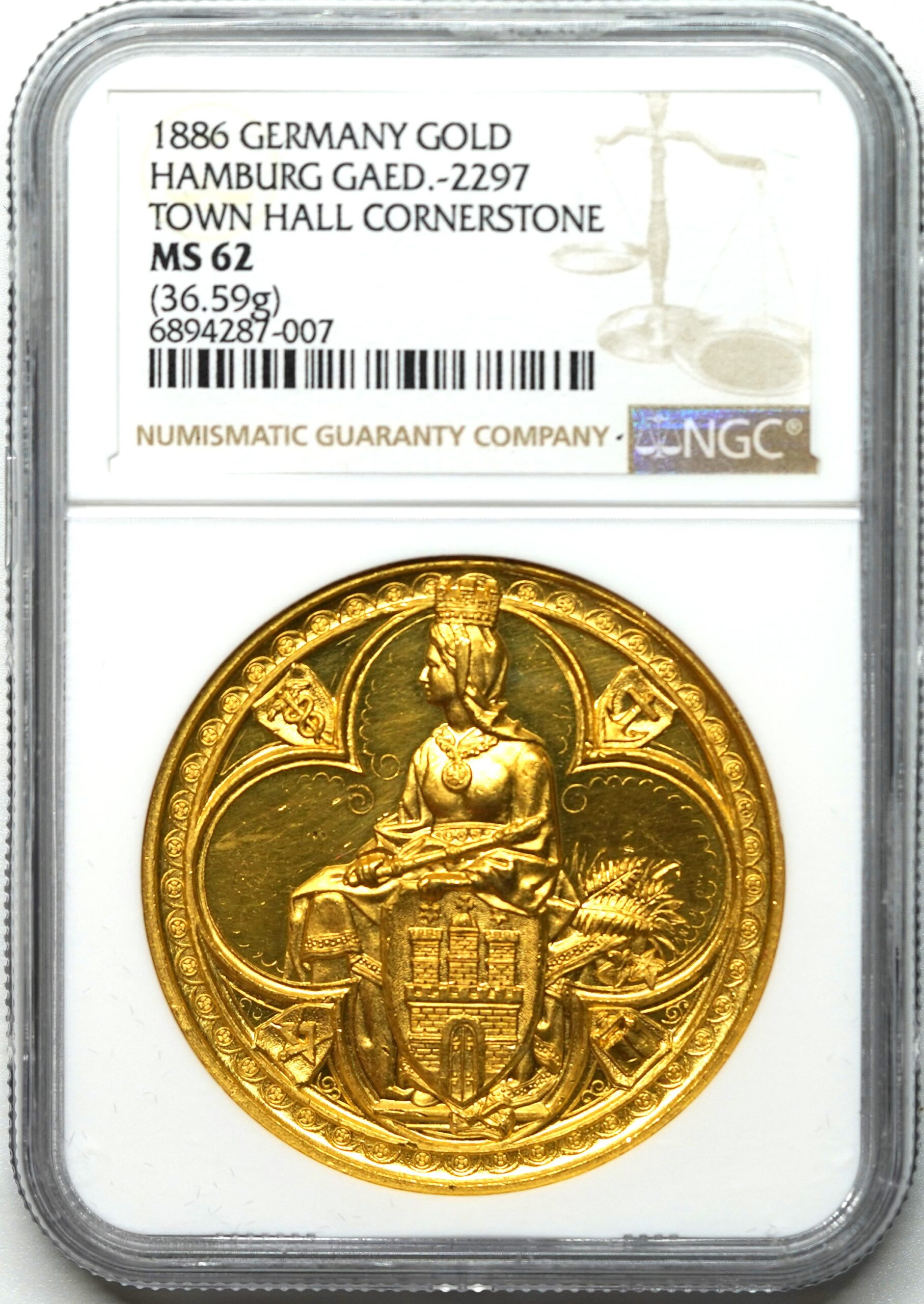 Sold】1886年 ハンブルク旧市庁舎 ポルトガレッサー MS62 NGC | ソブリンパートナーズ