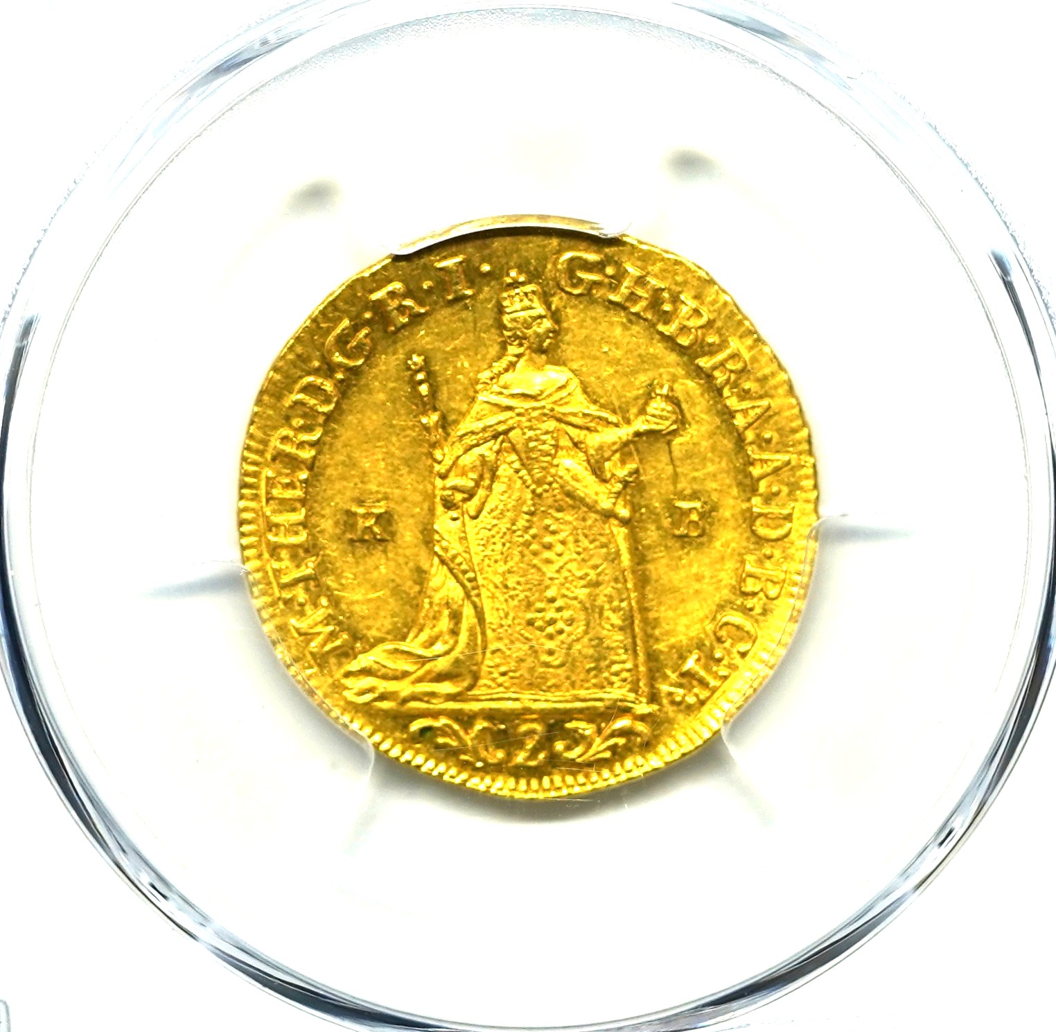 Sold】1765年 ハンガリー マリア・テレジア 2ダカット金貨 AU58
