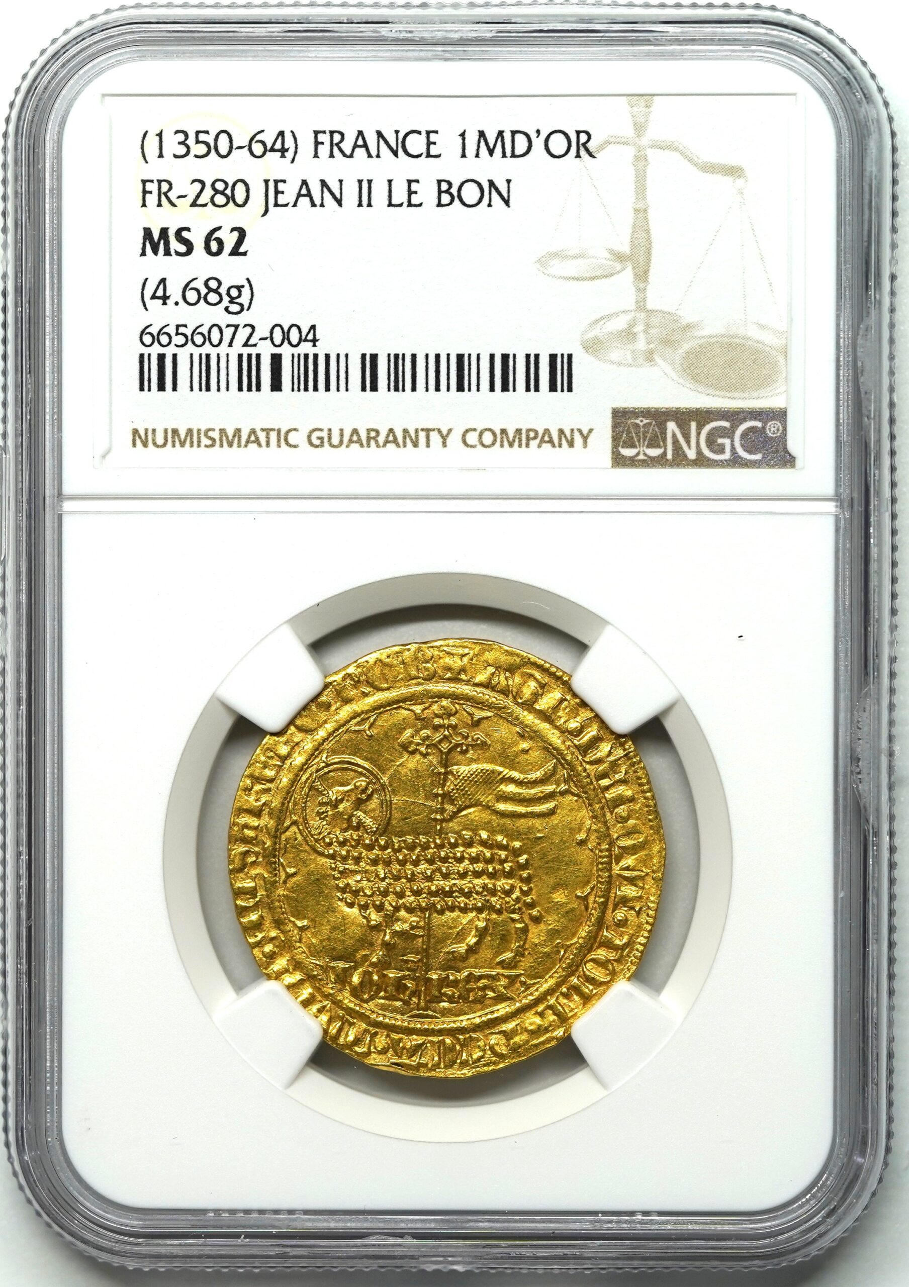Sold】【価格上昇中】 1350-64年 ジャン2世 ムートンドール金貨 MS62 NGC | ソブリンパートナーズ