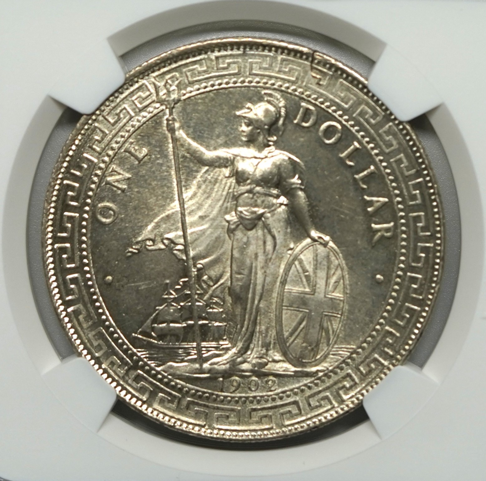 古銭　1902年　英国貿易銀 古銭 1902年 英国貿易銀 1902-B イギリス 貿易銀ブリタニア立像貿易銀壹