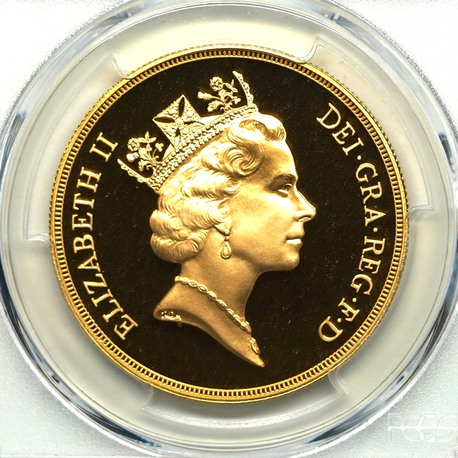 エリザベスページです。画像の器2点 Sold】1992年 エリザベス2世 5ポンド金貨 PR70DCAM PCGS | ソブリン