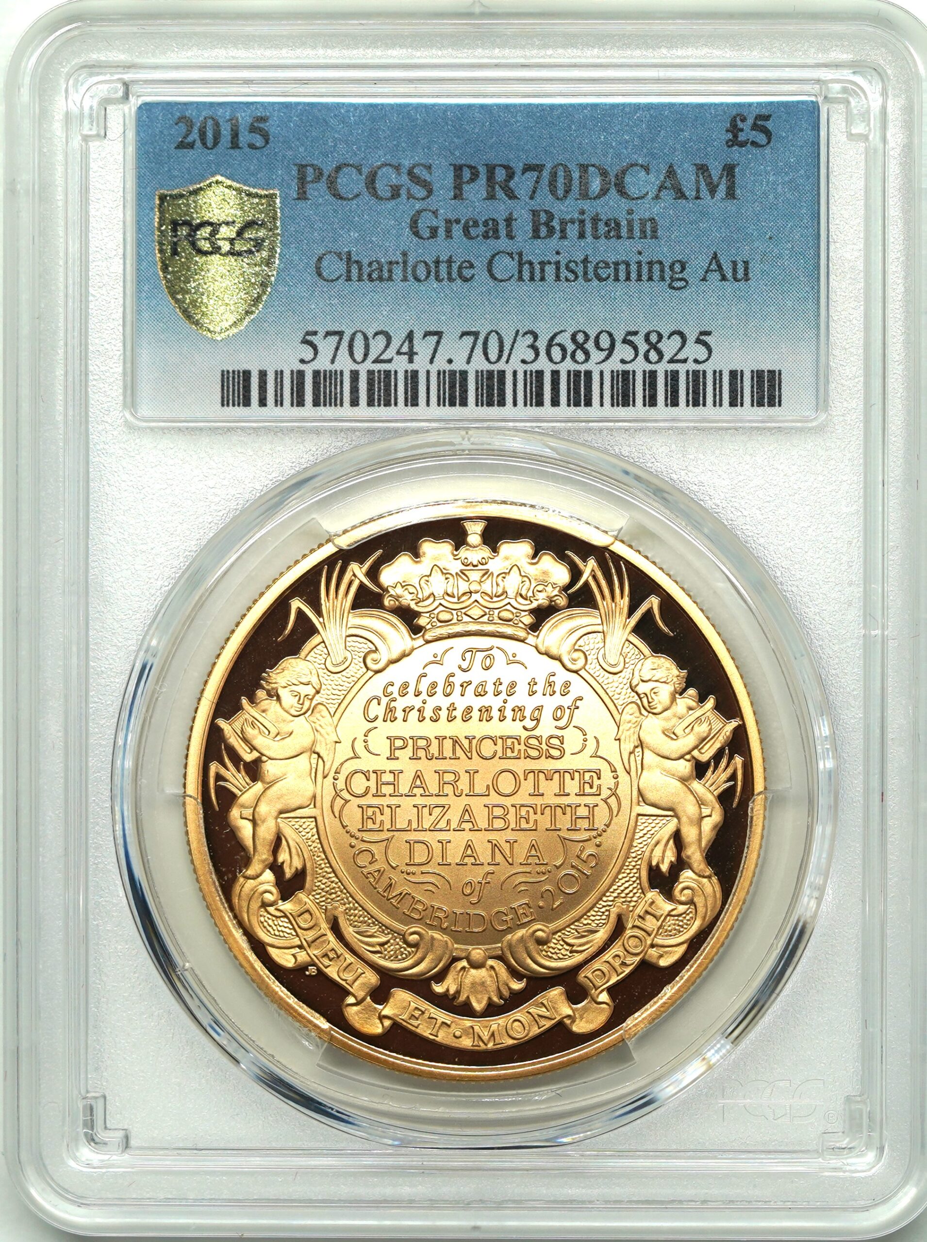 Sold】2015年 シャーロット王女 洗礼5ポンド金貨 PR70DCAM PCGS | ソブリンパートナーズ