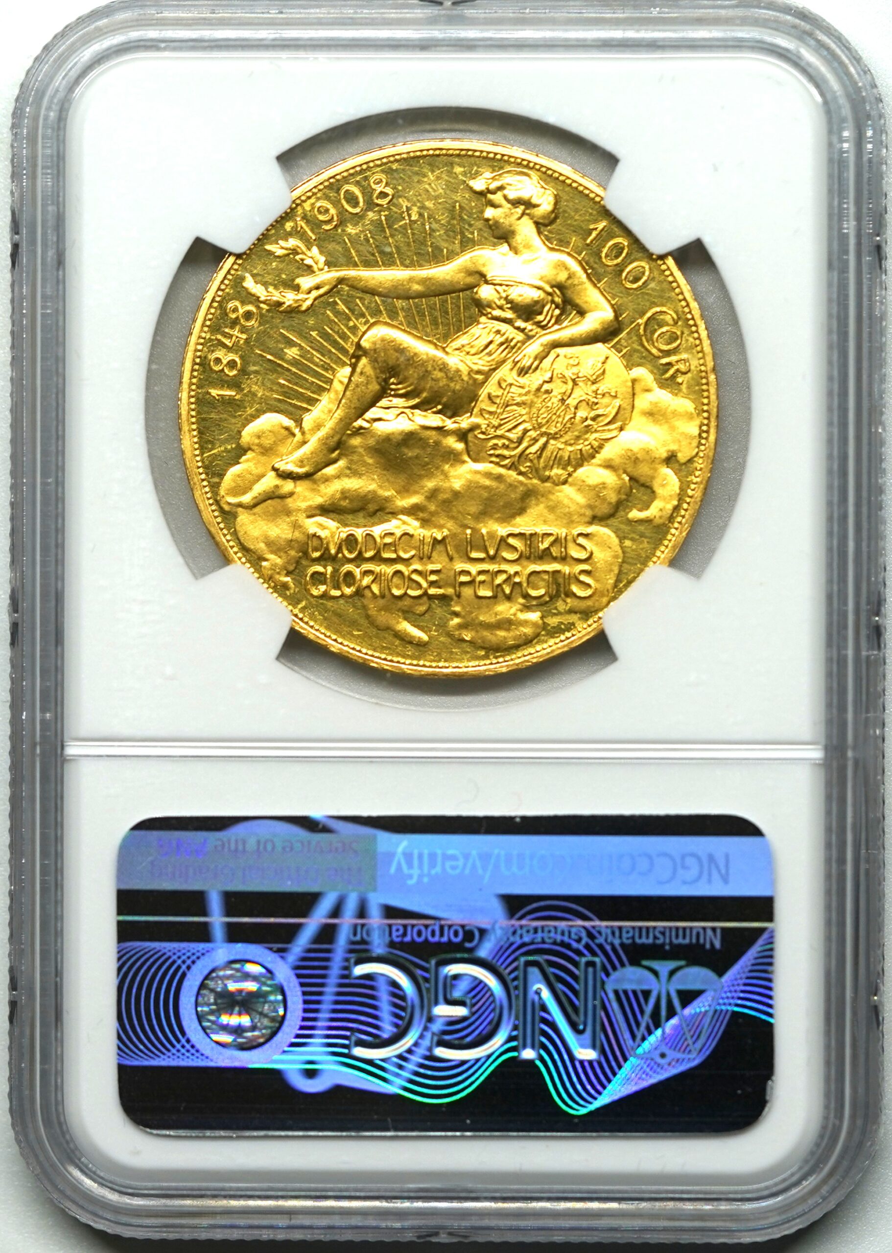 1908年 雲上の女神 100コロナ金貨 PF58 NGC | ソブリンパートナーズ