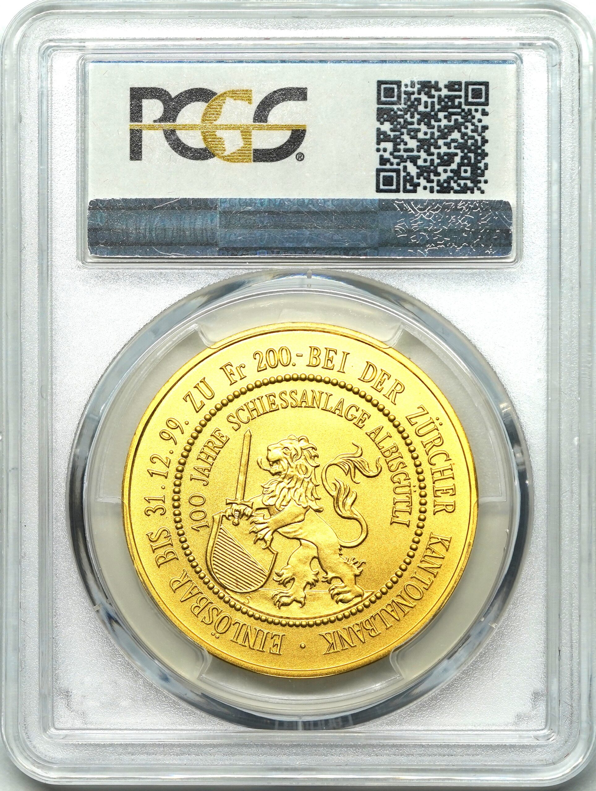 1998年 スイス アルビスグトリ 射撃祭 200フラン金貨 PR70 PCGS | ソブリンパートナーズ