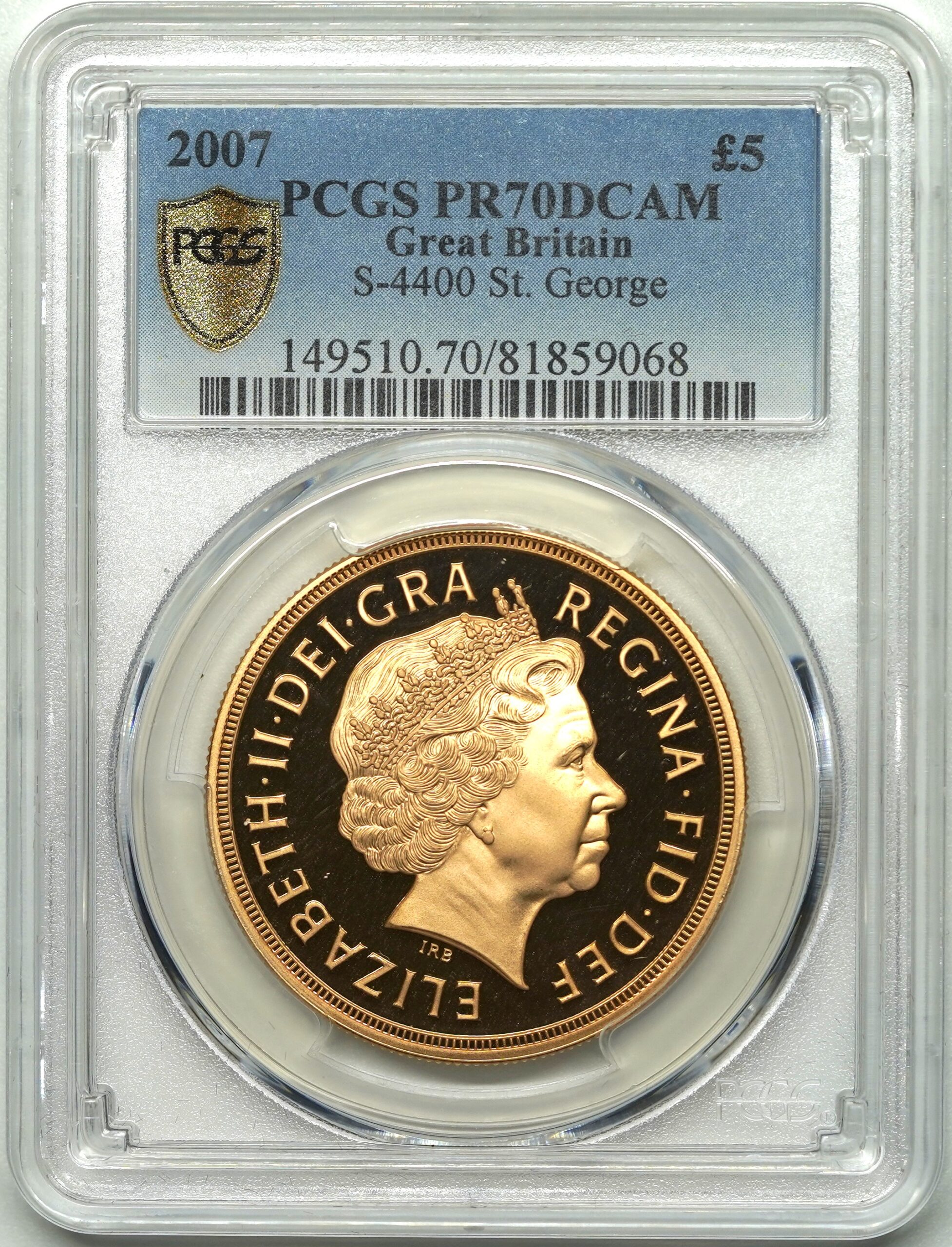 2007年 エリザベス2世 5ポンド金貨 PR70DCAM PCGS | ソブリンパートナーズ