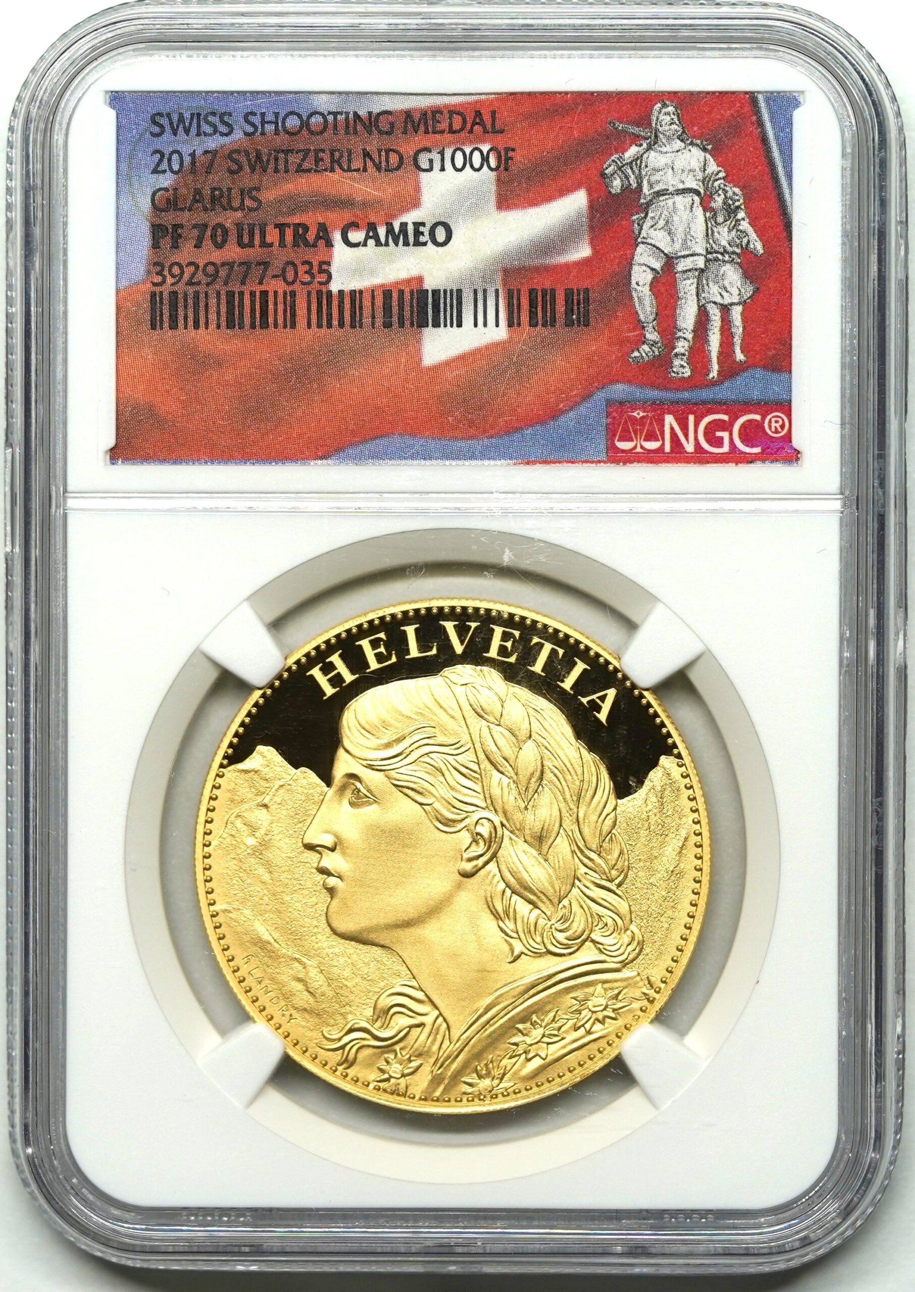 発行枚数25枚】2017年 グラールス 射撃祭 1000フラン金貨 PF70UCAM NGC | ソブリンパートナーズ